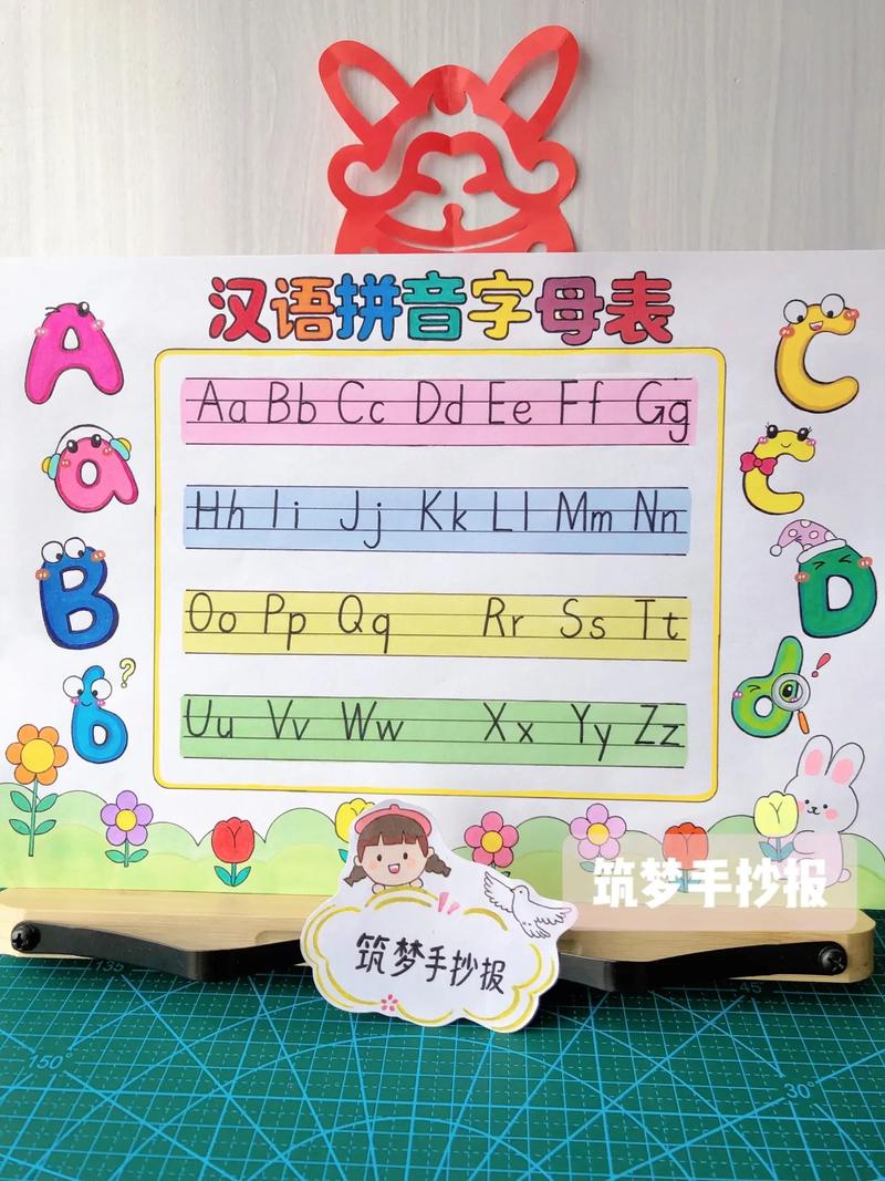 拼音字母手抄报一年级 汉语拼音字母手抄报一年级-色粉画