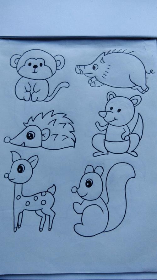 可爱动物的简笔画 可爱动物的简笔画大全-色粉画