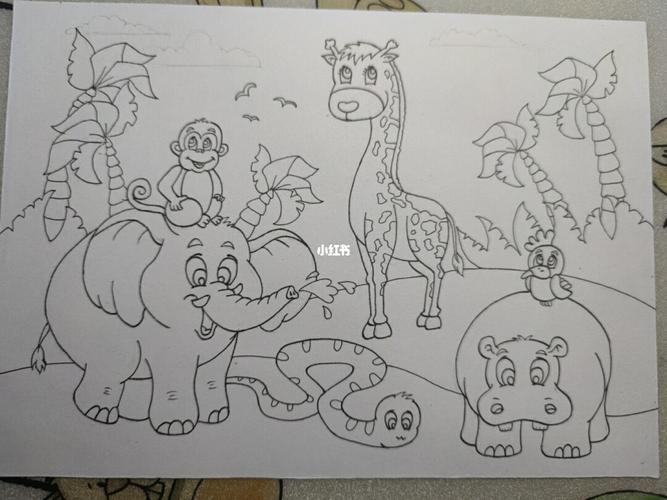 动物园动物简笔画 简笔画图片大全动物可爱小动物-色粉画