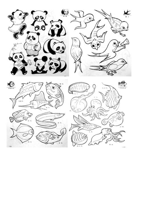 1000种动物简笔画大全 画100个呆萌可爱小动物-色粉画