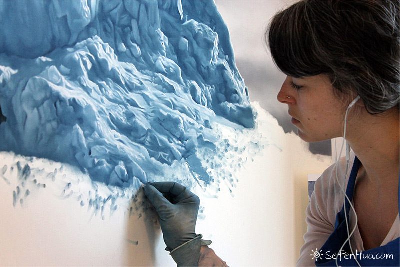 Zaria Forman的色粉笔画冰山海洋-色粉画
