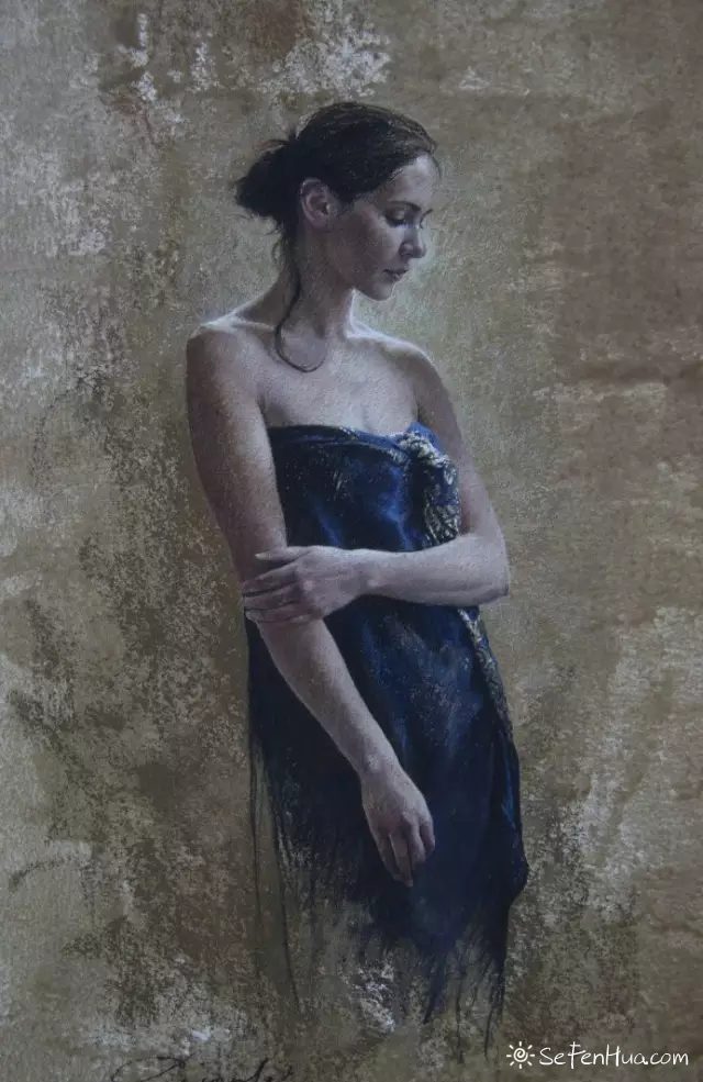 法国女画家娜达里雅人物色粉画作品