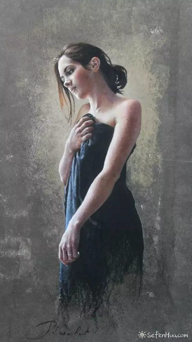 法国女画家娜达里雅人物色粉画作品